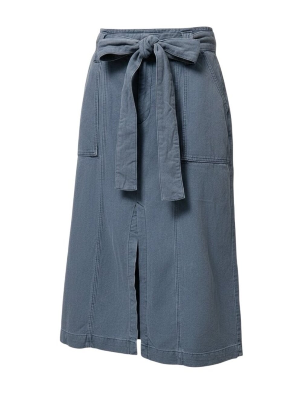 Free People Utility Cargo Midi Skirt Blue Belted Pockets Women's Size 12 - Picture 2 of 10